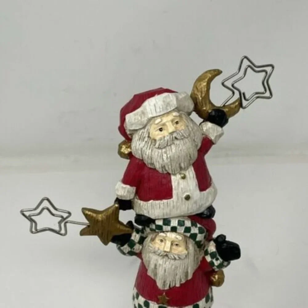 Christmas Stocking Holder Stacked Santa Claus Mantel Shelf Metal‎ Hook Photo